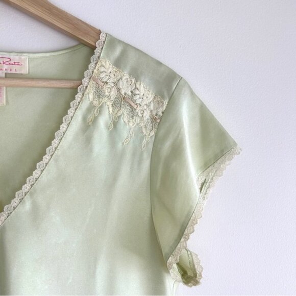 Vintage Oscar De La Renta Green Lace Night Gown - Picture 7 of 7